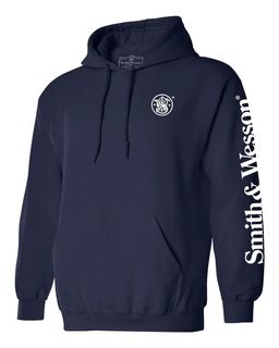 S&W Sleeve Print Logo Pullover Hoodie Navy - LG