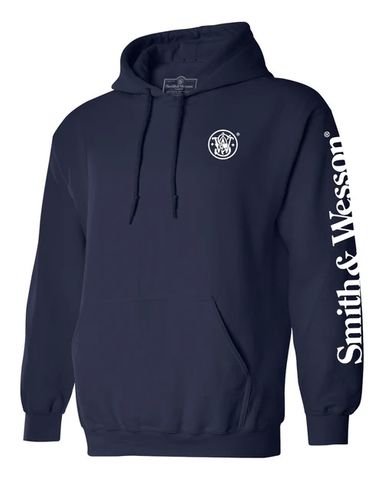 S&W Sleeve Print Logo Pullover Hoodie Navy - LG