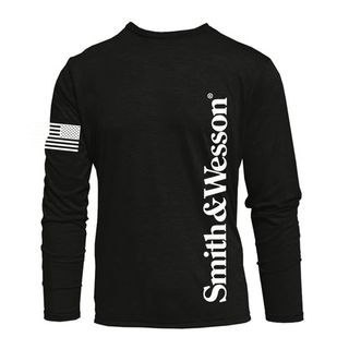 S&W Vertical Rib Print Black Long Sleeve - 2X