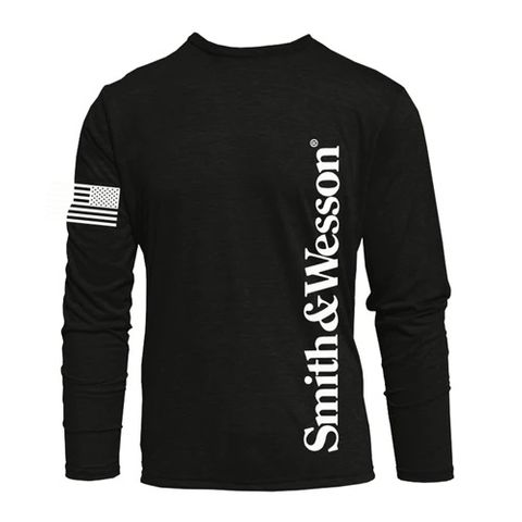 S&W Vertical Rib Print Black Long Sleeve - 2X