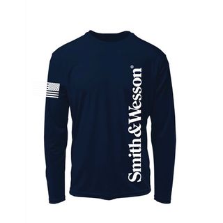 S&W Vertical Rib Print Navy Long Sleeve - 2X