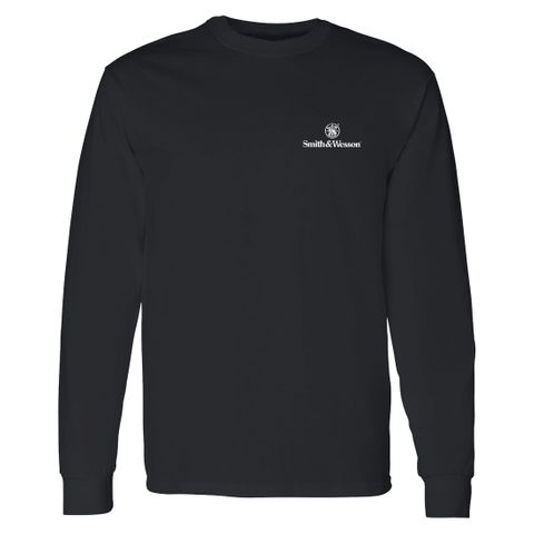 S&W Trade Mark Back Print Long Sleeve Tee in Black - L