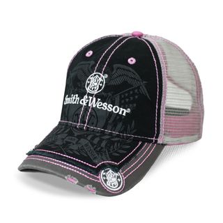 S&W Ladies Black & Pink Contrast Stitch Mesh Back Cap