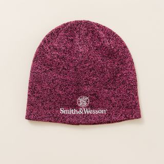 S&W Ladies Logo Beanie in Heather Black and Pink