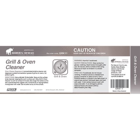 GREEN RHINO® GRILL & OVEN CLEANER HALF LABEL