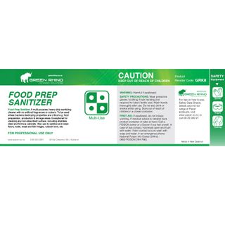 GREEN RHINO® HALF LABEL K8 FOOD PREP SANITISER