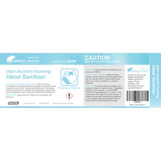 GREEN RHINO® HALF LABEL HAND SANITIZER NON-FOAMING