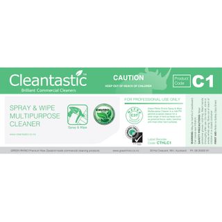 CLEANTASTIC C1 HALF LABEL SPRAY & WIPE MULTIPURPOSE CLEANER