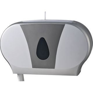 JUMBO TOILET ROLL DISPENSER TWIN CLEAR