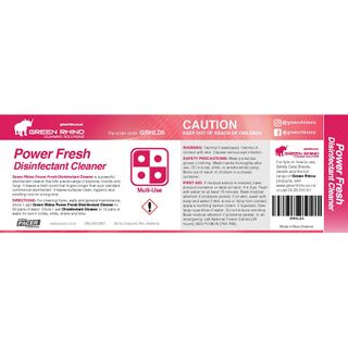 GREEN RHINO® POWER FRESH DISINFECTANT CLEANER HALF LABEL