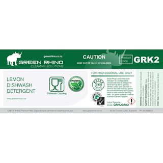 GREEN RHINO&reg; LEMON DISHWASH DETERGENT K2 HALF LABEL