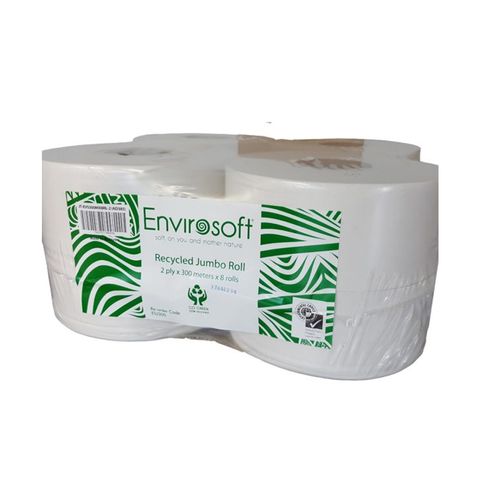 ENVIROSAVER JUMBO TOILET ROLL 2PLY 300M (8ROLLS)