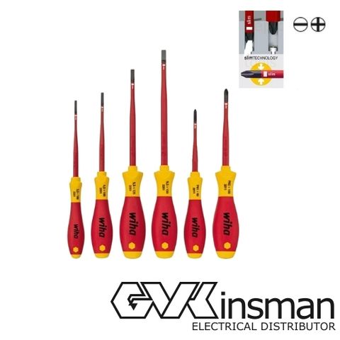 6PCS SCREWDRIVER SET SLOTTED/PHILLIPS 1000V SLIM FIX