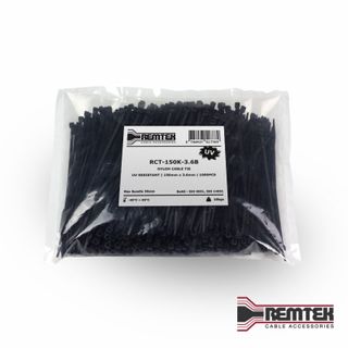 CABLE TIE 150MM L X 3.6MM W BLACK BAG OF 1000