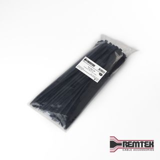 CABLE TIE 380MM L X 7.6MM W BLACK BAG OF 100