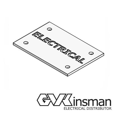 LABEL PLATE: ELEC, 60 X 40MM, 4 HOLE, STAINLESS STEEL