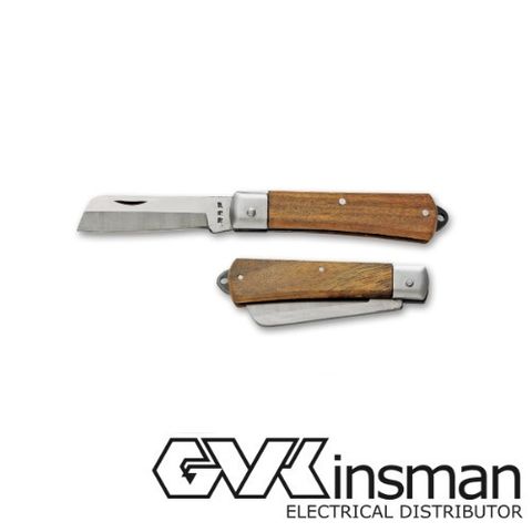 ELECTRICIANS KNIFE, 70MM BLADE, WOODEN HANDLE