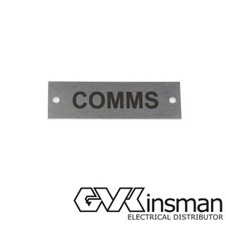 LABEL PLATE: COMMS, 80 X 25MM, STAINLESS STEEL