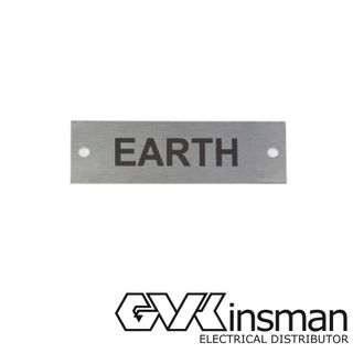 LABEL PLATE: EARTH, 80 X 25MM, STAINLESS STEEL