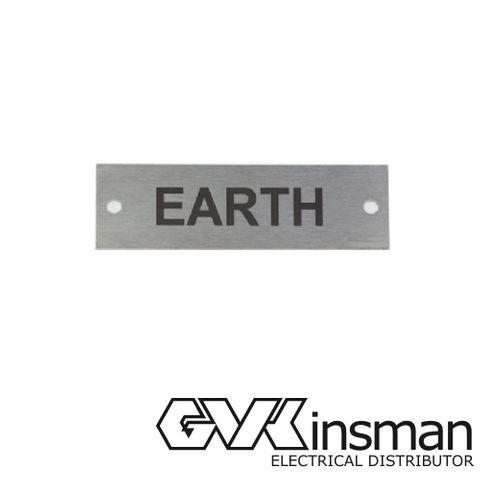 LABEL PLATE: EARTH, 80 X 25MM, STAINLESS STEEL