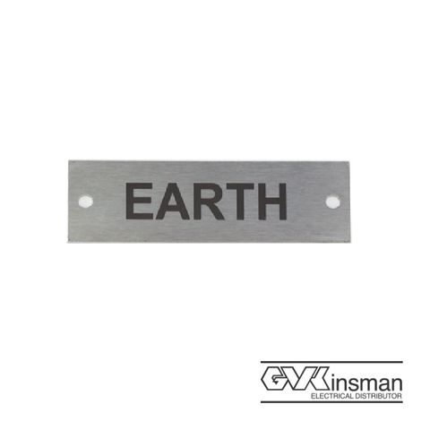 LABEL PLATE: EARTH, 80 X 25MM, STAINLESS STEEL