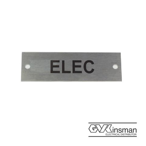 LABEL PLATE: ELEC, 80 X 25MM, STAINLESS STEEL