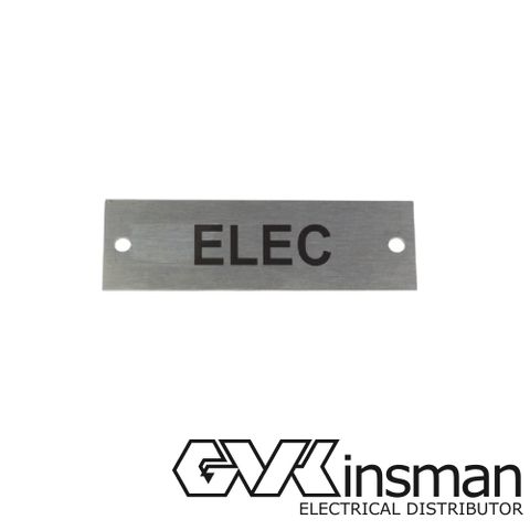 LABEL PLATE: ELEC, 80 X 25MM, STAINLESS STEEL