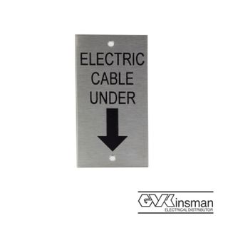 LABEL PLATE: ELEC CABLE UNDER, 80 X 40MM, STAINLESS STEEL