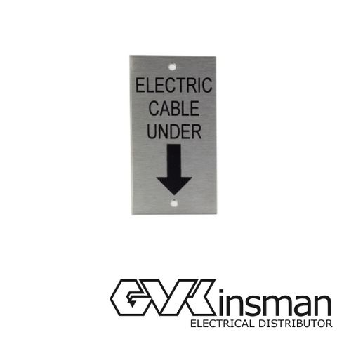 LABEL PLATE: ELEC CABLE UNDER, 80 X 40MM, STAINLESS STEEL