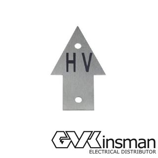 DIRECTION ARROW PLATE: HV, 85 X 50MM, STAINLESS STEEL