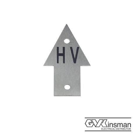 DIRECTION ARROW PLATE: HV, 85 X 50MM, STAINLESS STEEL