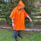 Premium Emergency Poncho -  Premium weight - Usually Disposable but can be reused 
one size fits most - Orange outside for visibility - Silver inside to help retain body warmth