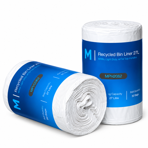 POR Recycled Bin Liner w/Handles 27L - White, 510mm x 650mm x 15mu Single