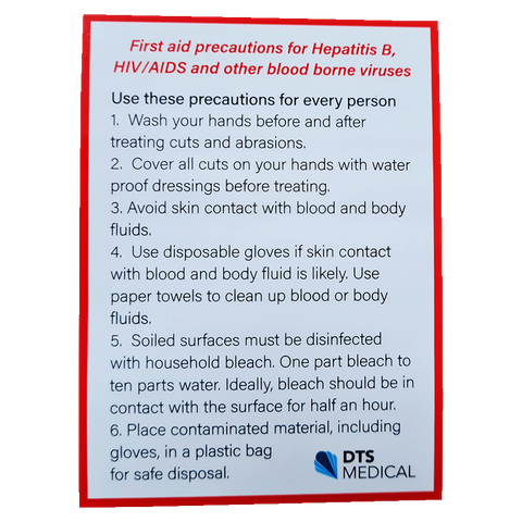 First Aid Warning Hepatitis Sticker - 9.5cm x 7cm