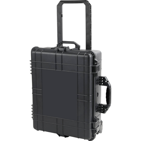 High Impact Hard Plastic Storage Case On wheels with Trolley Black Water and Dust Resistant  Overall Size  615x485x240mm