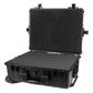 High Impact Hard Plastic Storage Case On wheels with Trolley Black Water and Dust Resistant 
Overall Size 
615x485x240mm