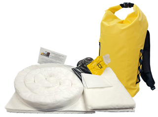 25 Litre Oil / Hydrocarbon Spill kit in Weather Resistant Dry Bag Back Pack