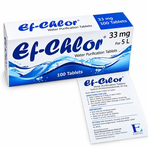 EF-Chlor 33 mg Water Purification Tablets &ndash; Box of 100 Each Tablet can treat 5 litres of water