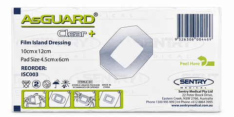 Clear Waterproof With Island Dressing Pad Dressing 10cm x 12cm
