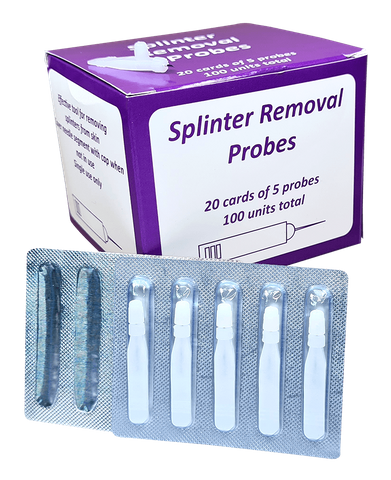 Splinter Removal Probe Box of 20 cards of 5 = 100 probes