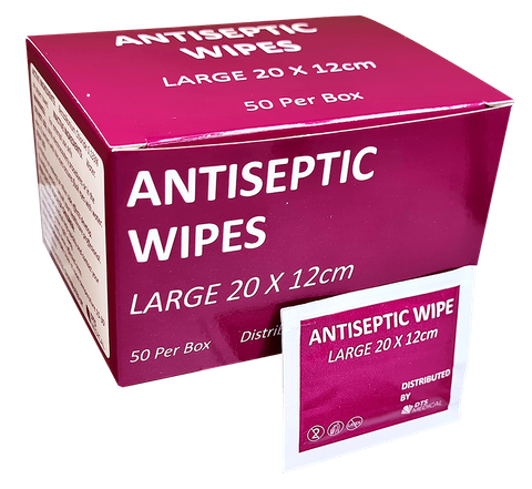 Antiseptic Wound Wipes Box 50 First Aid Large