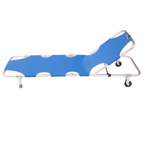 First Aid Stretcher Compact, alloy-framed with wheels one end to help with movement.