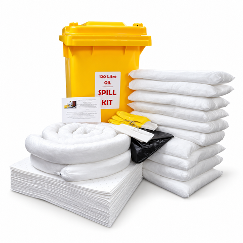 120 Litre Oil / Hydrocarbon Spill kit in Wheelie Bin PREMIUM