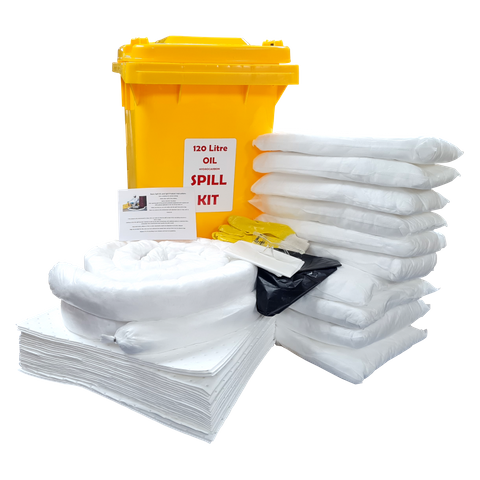 120 Litre Oil / Hydrocarbon Spill kit in Wheelie Bin PREMIUM