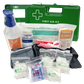 Stand alone trauma First Aid Kit In X Large Green Plastic Wall Mount Box, clip on and off mechanism, see contents list picture for reference only