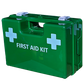 First Aid Kit In X Large Green Plastic Wall Mount Box Good basic contents with trauma products and 5 x 100ml Saline added