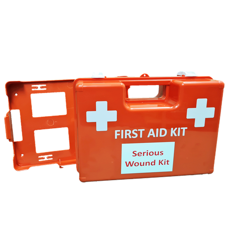 Serious Wound, Portable Trauma First Aid Kit, In Orange Wall Mountable, First Aid Box