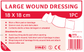 First Aid Large Wound Dressing pad on bandage 18 x 18cm