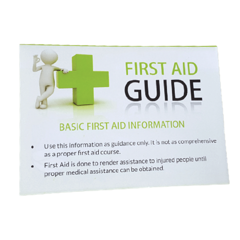 First Aid Instructions Tips / Guide, folded to Credit card size. High quality printed