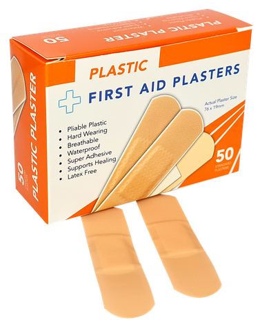 NEW STOCK IS MID JULY Plastic Plasters flesh colour Regular Size Box of 50